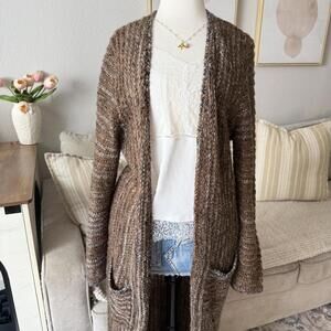 Vintage Brown Knit Long Cardigan